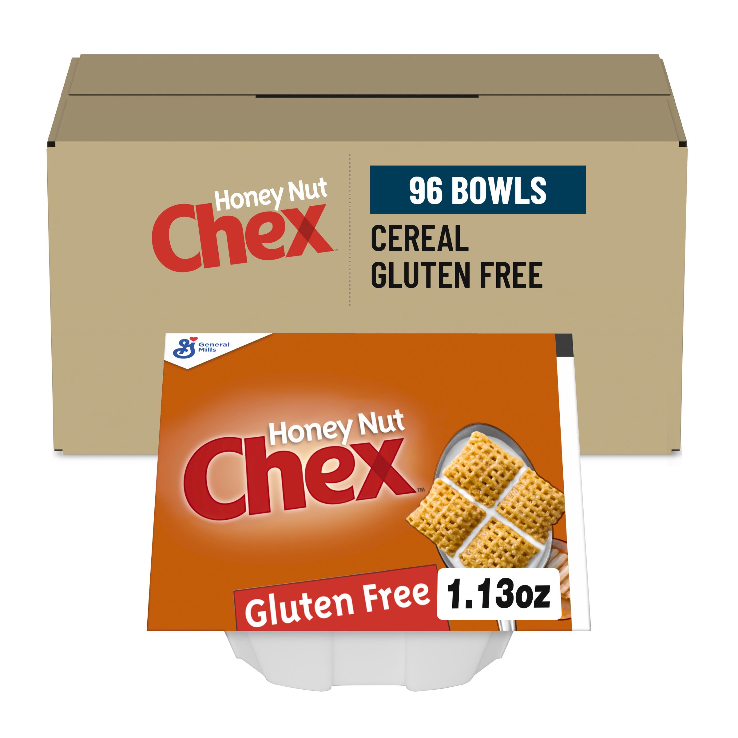  Case Optimized Hero Honey Nut Chex Gluten Free Cereal Single Serve Bowlpak 96/1.13 OZ