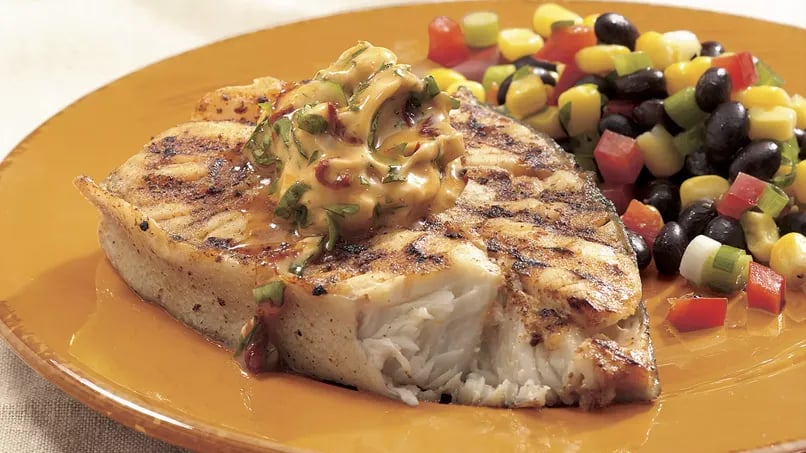 Grilled Halibut with Chipotle Butter