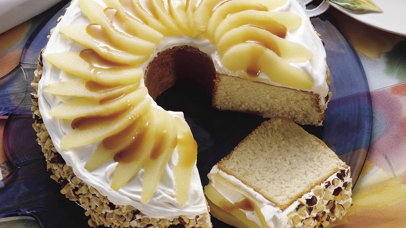 Delicate Pear Cake with Caramel Sauce
