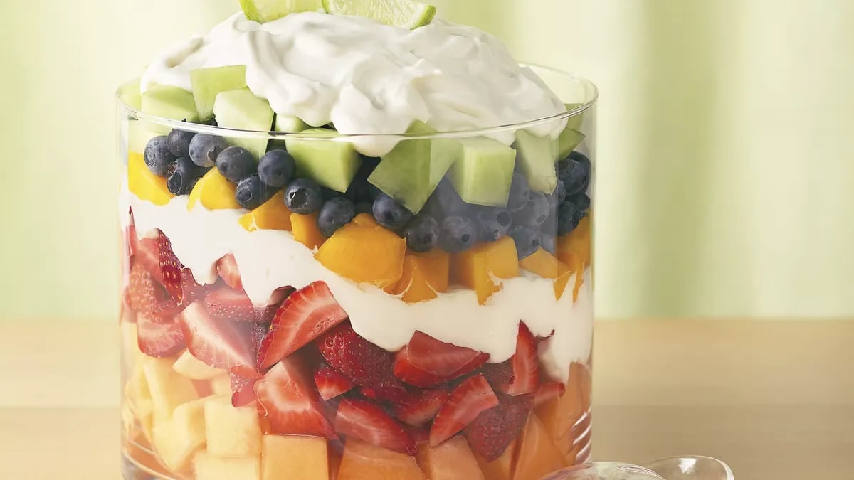 Layered Summer Fruits with Creamy Lime Dressing