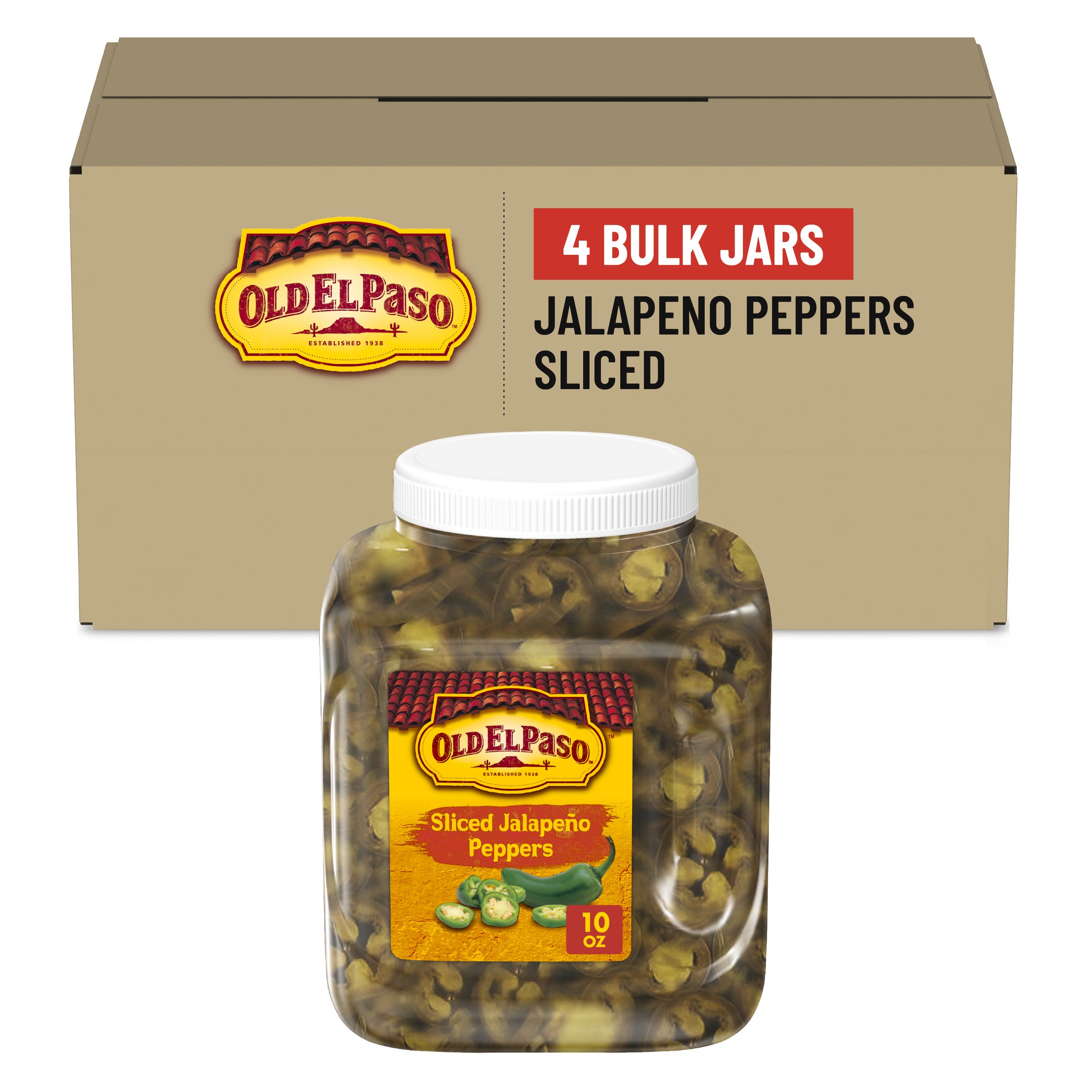  Case Optimized Hero Old El Paso Mexican Condiments Bulk Sliced Jalapeno Peppers 4/106 OZ