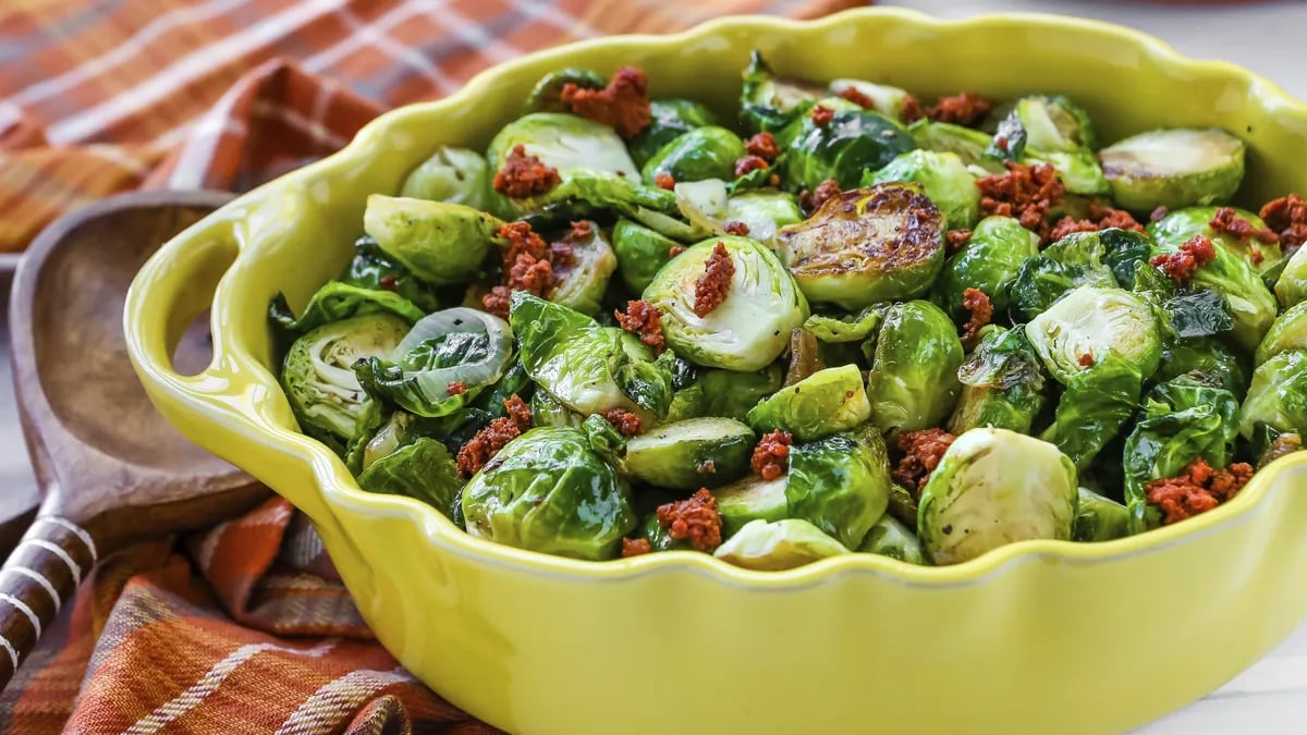 Brussel Sprouts with Chorizo