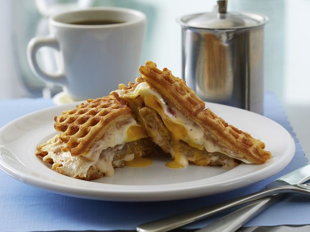 Apple Waffle Sandwich with Cheddar Bacon Gravy