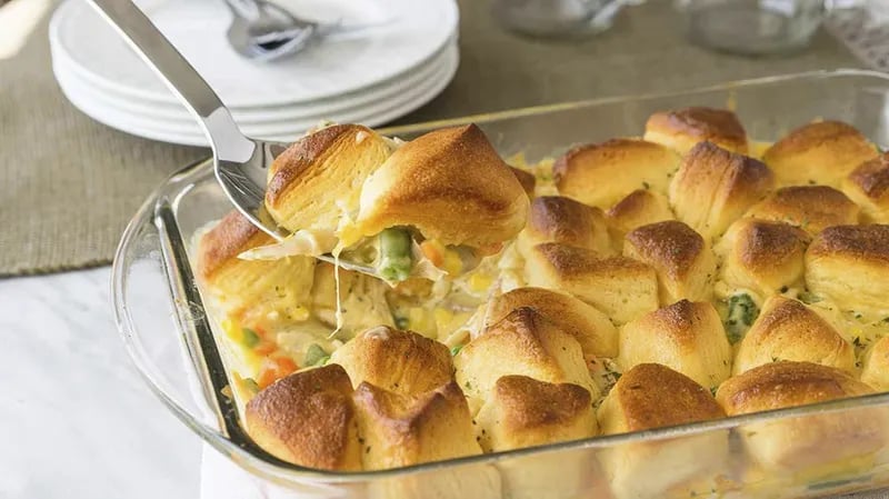 Chicken Pot Pie Bake with Biscuits