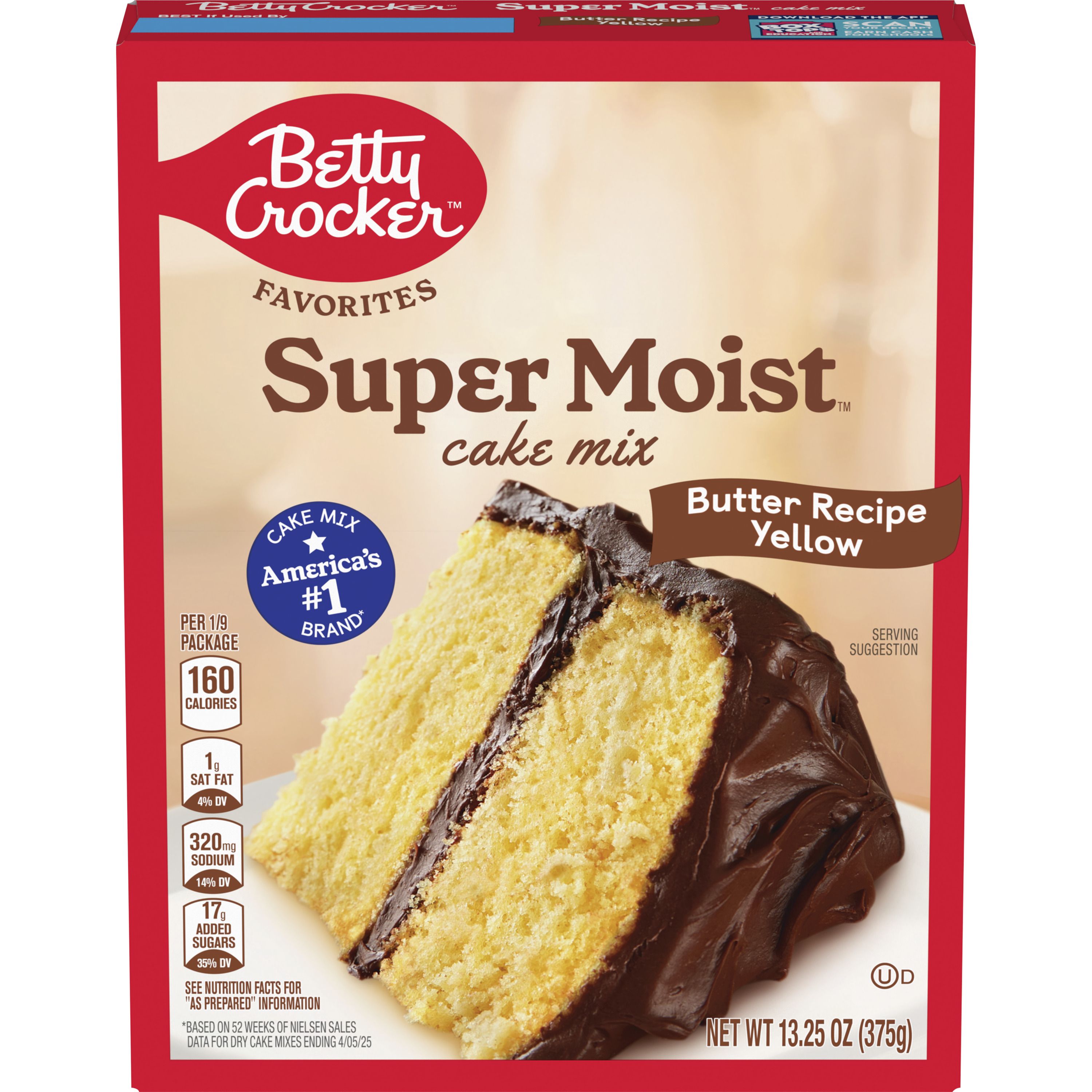Betty Crocker Favorites Super Moist Butter Recipe Yellow Cake Mix, Holiday Baking, 13.25 oz - Front