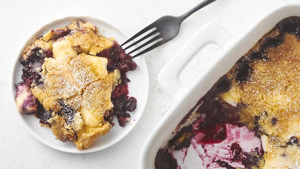 Triple Berry Cream Cheese Cobbler Dump Cake