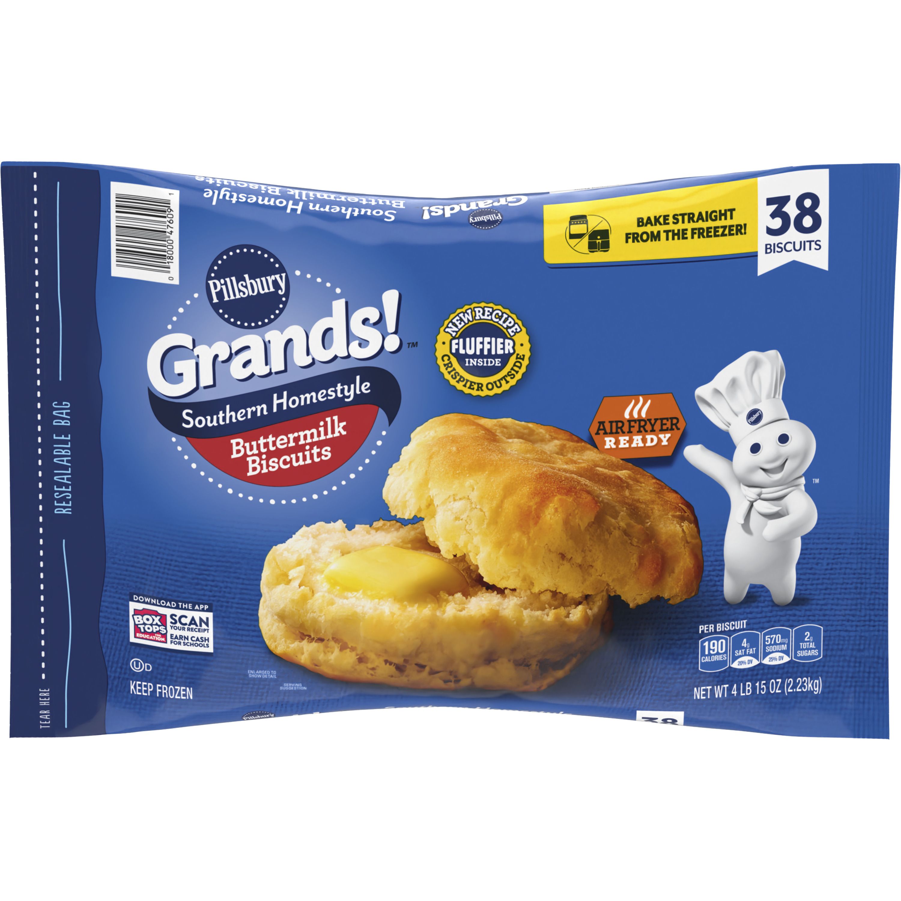 Pillsbury Grands! Southern Homestyle Frozen Biscuits, Buttermilk, 38 ct., 79 oz. - Front