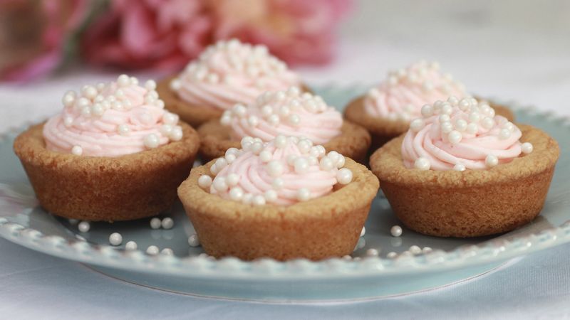 Pink Champagne Buttercream Cookie Cups