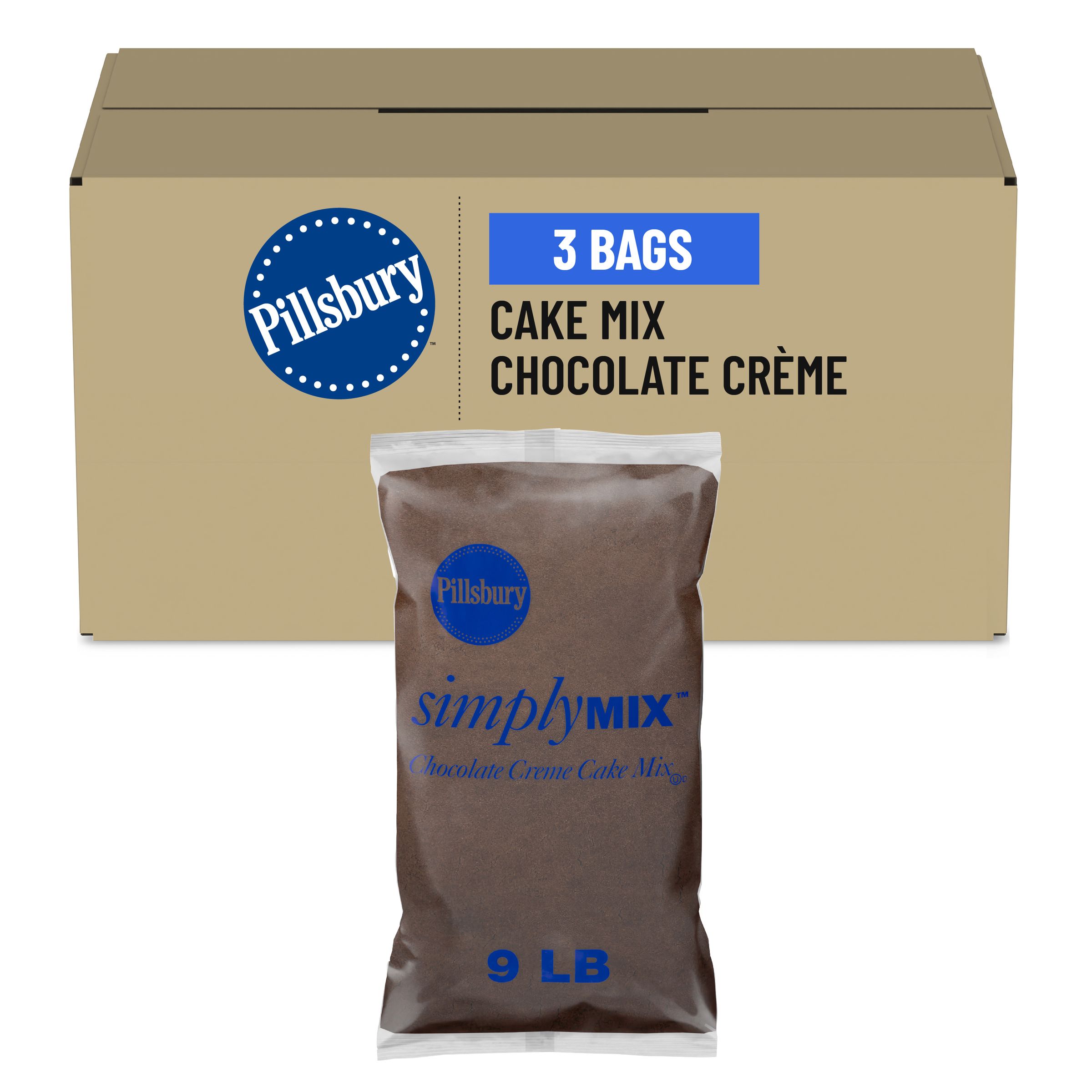  Case Optimized Hero Pillsbury SimplyMix Creme Cake Mix Bag Chocolate 3/9 LB