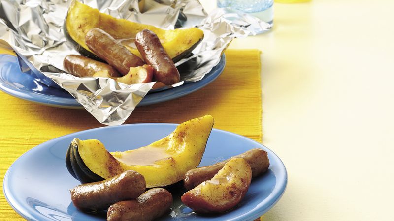 Maple Squash Wedges and Pork Links